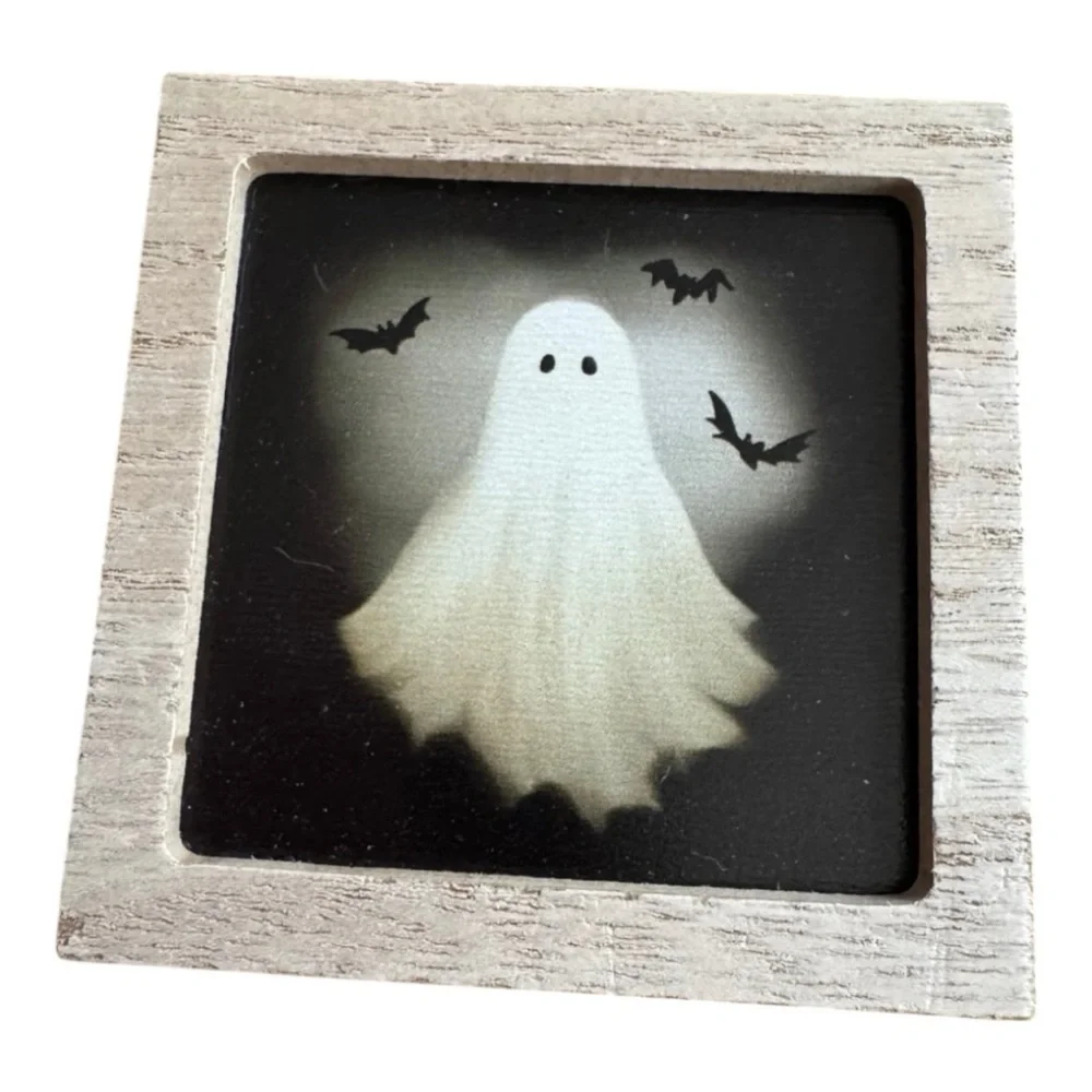 Halloween Mini Coffee Ghost-Themed Wooden Magnets Set of 3